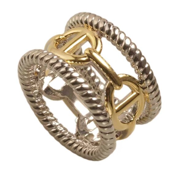 NEW!! TWO TONE (GOLD & SILVER) HORSE BIT LINK RING - Picture 1 of 2